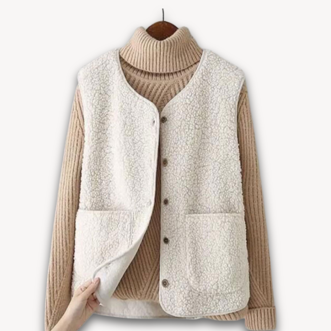 Elarova | Sherpa-Fleeceweste für Damen – Weiche, ärmellose Plüschjacke mit Taschen – Lässige Winterkleidung