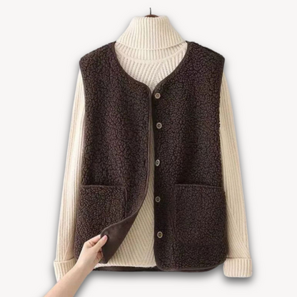 Elarova | Sherpa-Fleeceweste für Damen – Weiche, ärmellose Plüschjacke mit Taschen – Lässige Winterkleidung