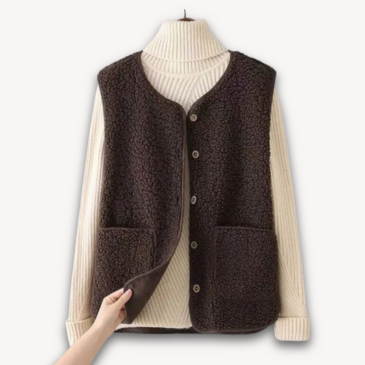 Elarova | Sherpa-Fleeceweste für Damen – Weiche, ärmellose Plüschjacke mit Taschen – Lässige Winterkleidung