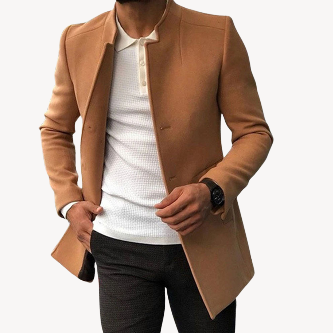 Elarova | Slim Fit-Mantel aus Wollmischung für Herren