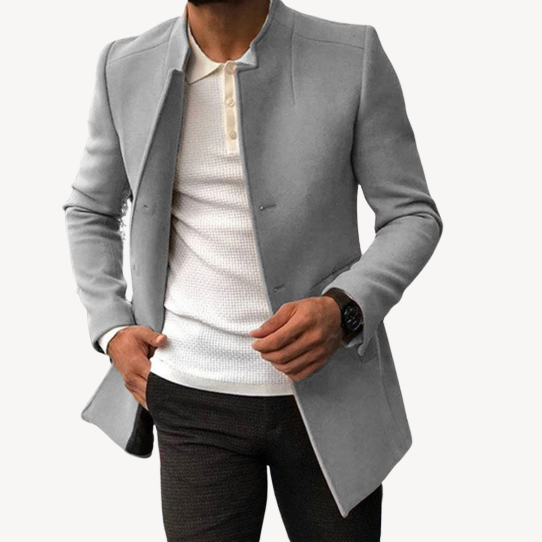 Elarova | Slim Fit-Mantel aus Wollmischung für Herren