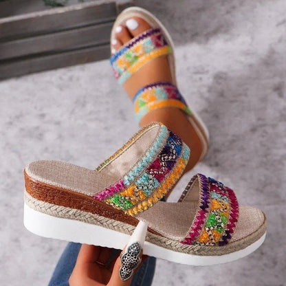 Elarova | Sommer-Sandalen mit Leinenboden