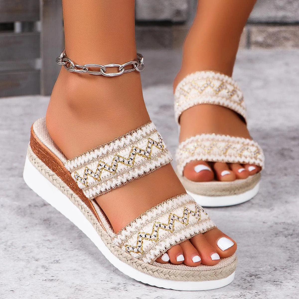 Elarova | Sommer-Sandalen mit Leinenboden