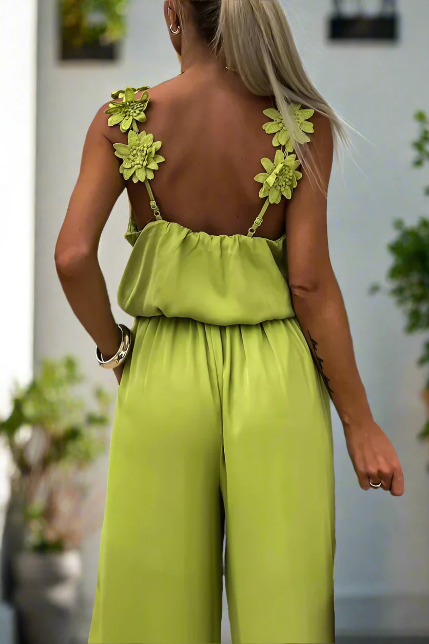 Elarova | Sommerlicher Vintage Ärmellos Weites Bein Damen Jumpsuit