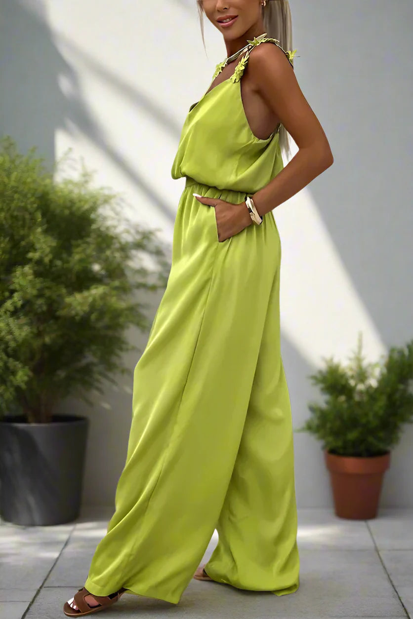 Elarova | Sommerlicher Vintage Ärmellos Weites Bein Damen Jumpsuit