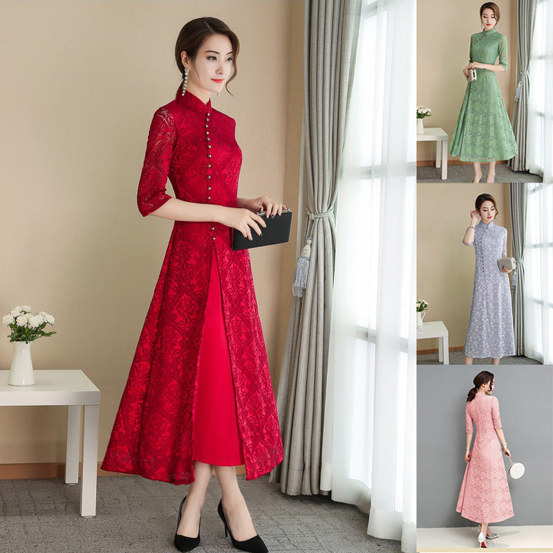 Elarova Spitzen-Qipao: Sommerkleid für Mädchen