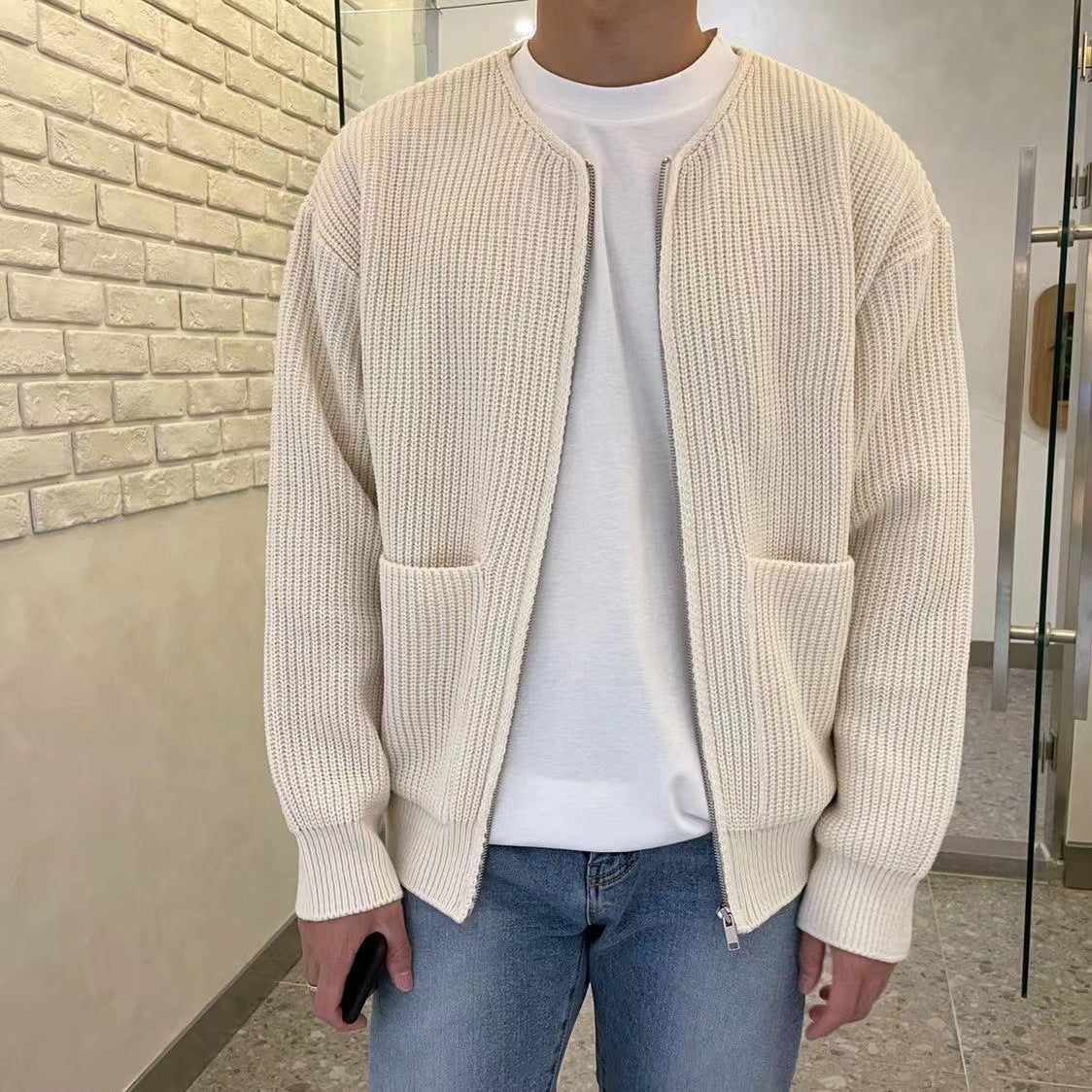 Elarova | Stehkragen Strickjacke für Herren | Warmer und stilvoller Pullover
