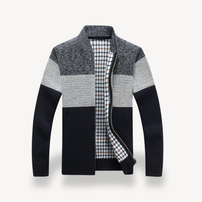 Elarova | Stehkragen-Strickjacke mit Reißverschluss für Herren