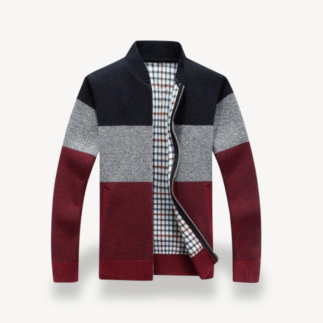 Elarova | Stehkragen-Strickjacke mit Reißverschluss für Herren