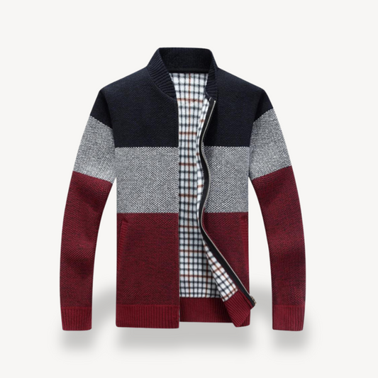 Elarova | Stehkragen-Strickjacke mit Reißverschluss für Herren