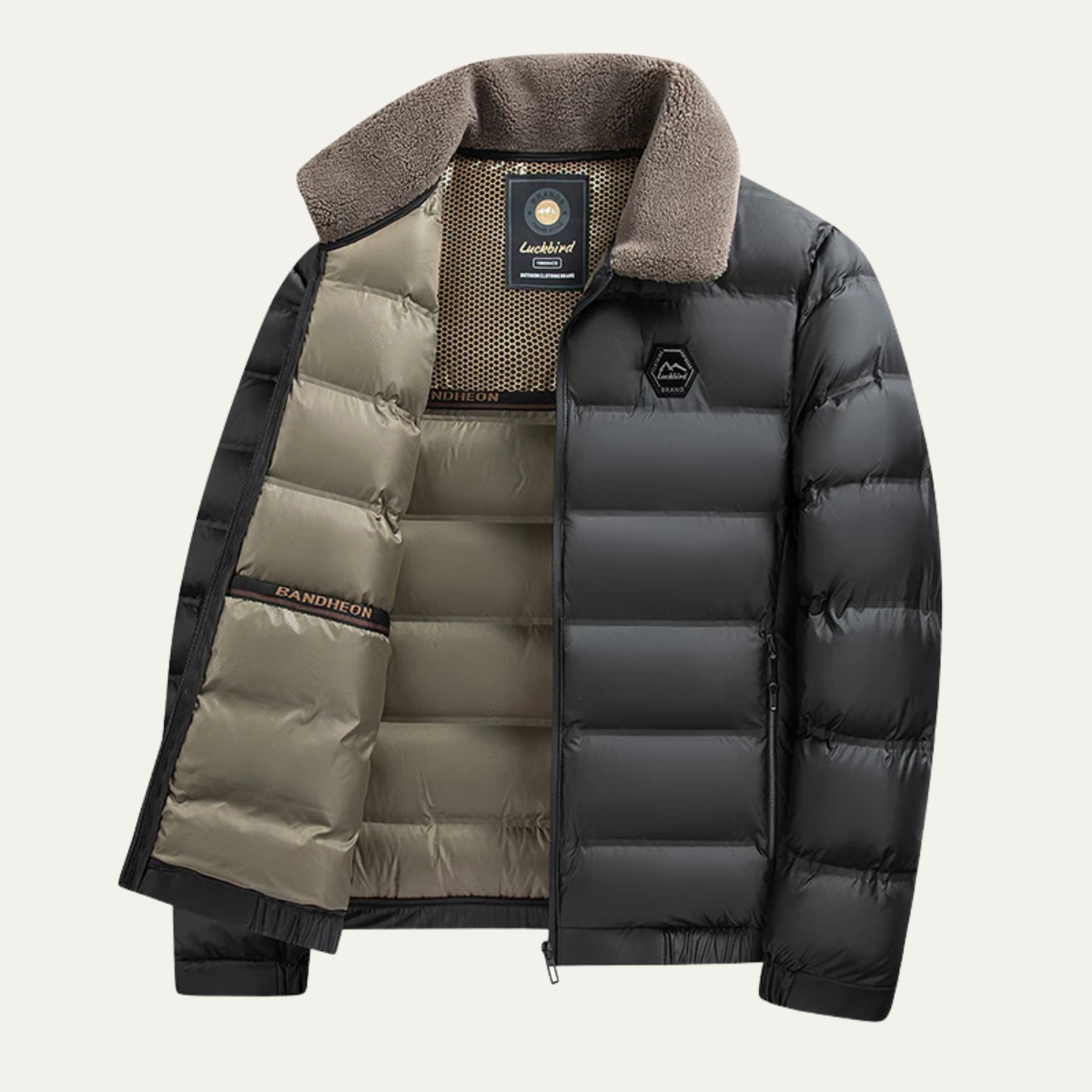 Elarova | Steppjacke für Herren mit Kunstpelzkragen