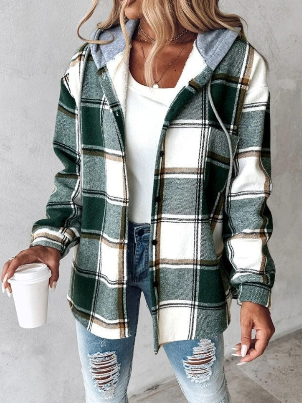 Elarova | Stil klassischer karierten Hoodie für Damen