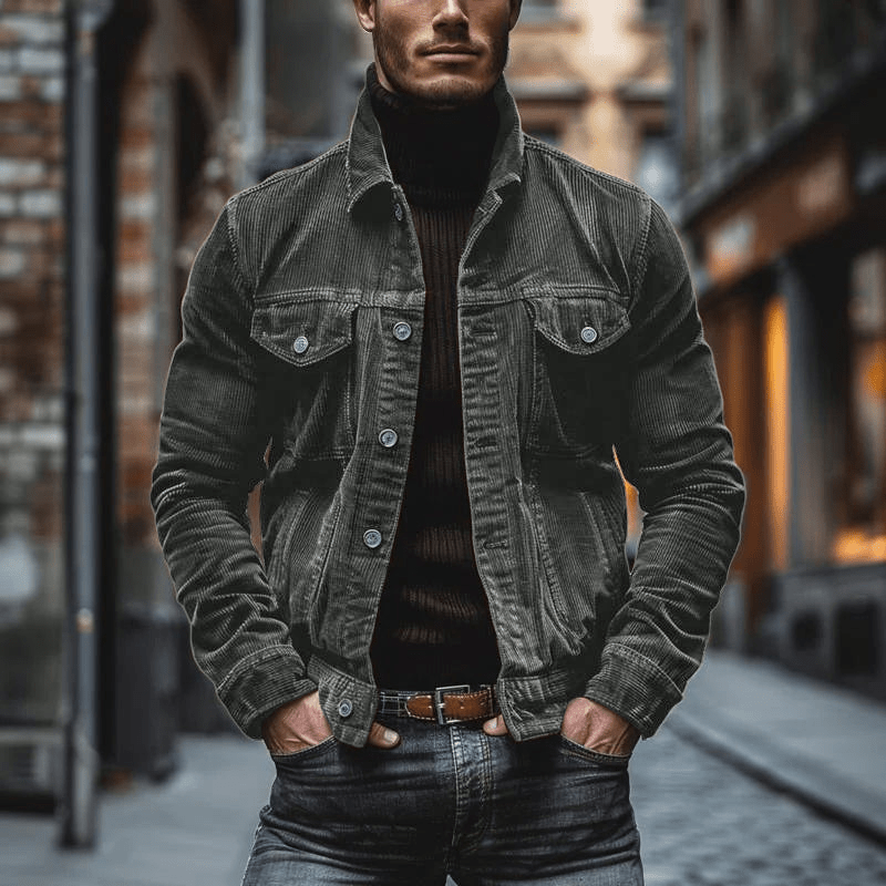 Elarova | Stilvolle Herren Jacke Weinlese Cord Jacke Trendy Design