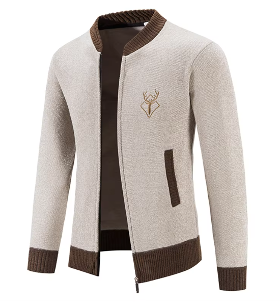 Elarova | Stilvolle Herrenstrickjacke mit Reißverschluss und Strickdesign