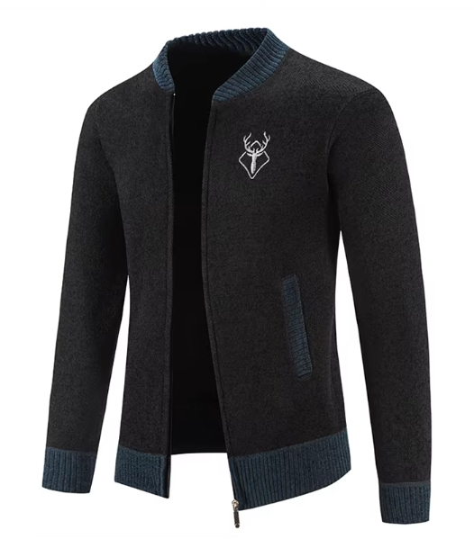 Elarova | Stilvolle Herrenstrickjacke mit Reißverschluss und Strickdesign