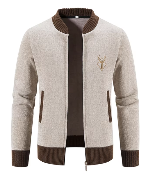 Elarova | Stilvolle Herrenstrickjacke mit Reißverschluss und Strickdesign