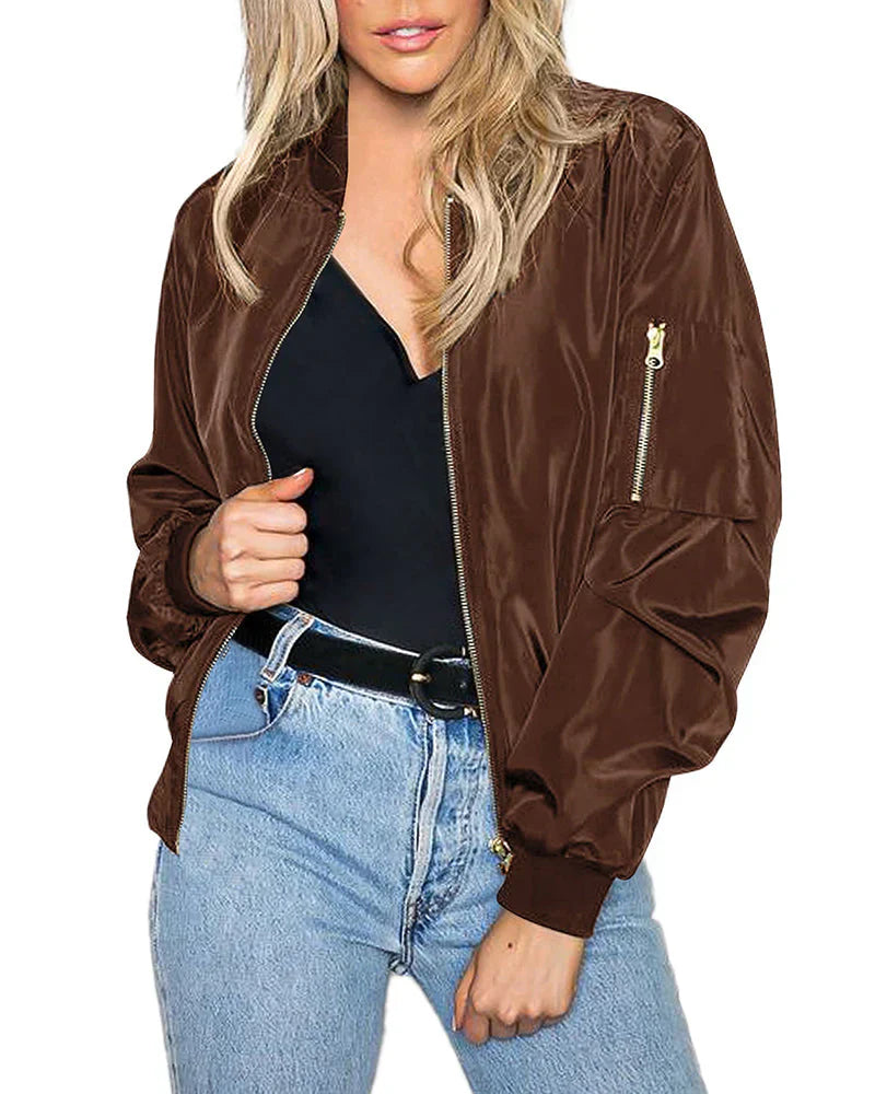 Elarova | Stilvolle Klassische Bomberjacke Mit Taschen