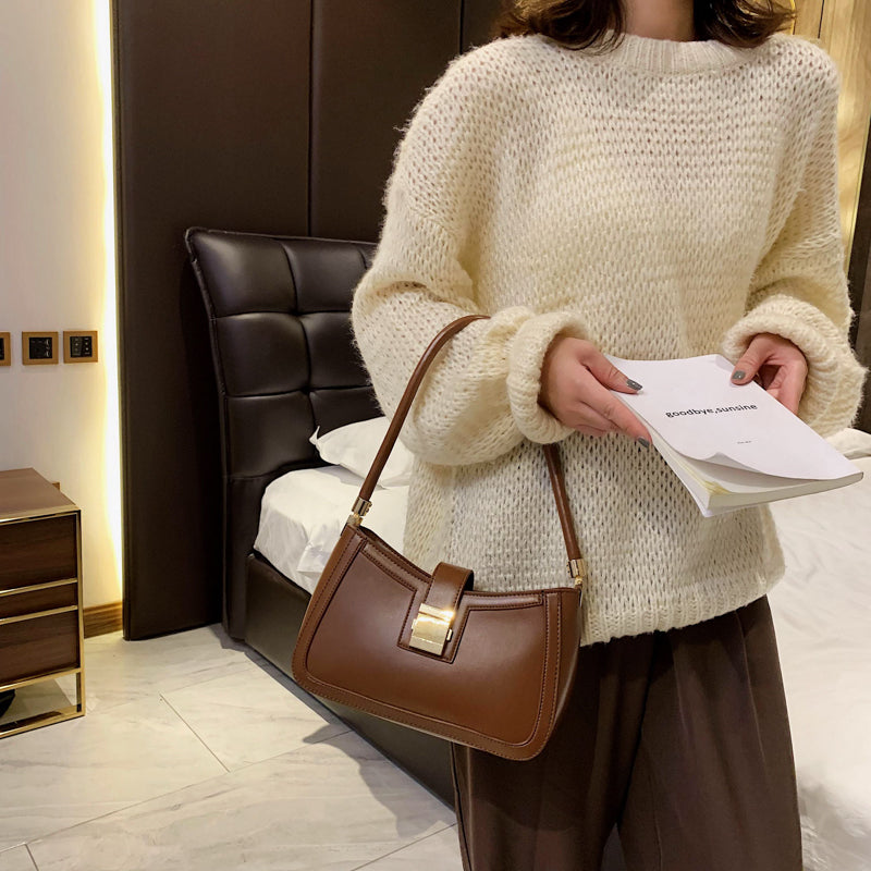 Elarova | Stilvolle Linke Schultertasche | Damen Designer Handtasche mit Reißverschluss