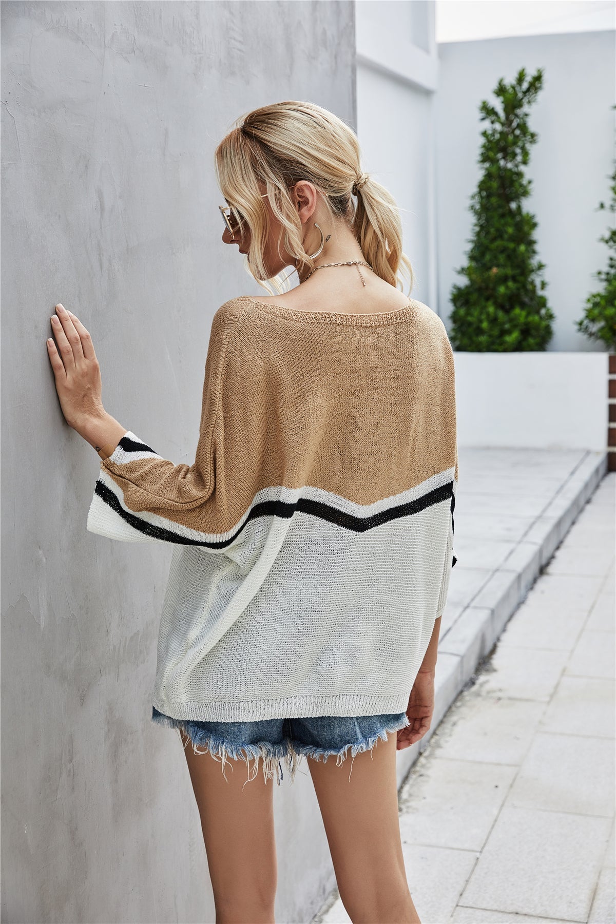 Elarova | Strick Große Größe Fledermausärmel Strickpullover