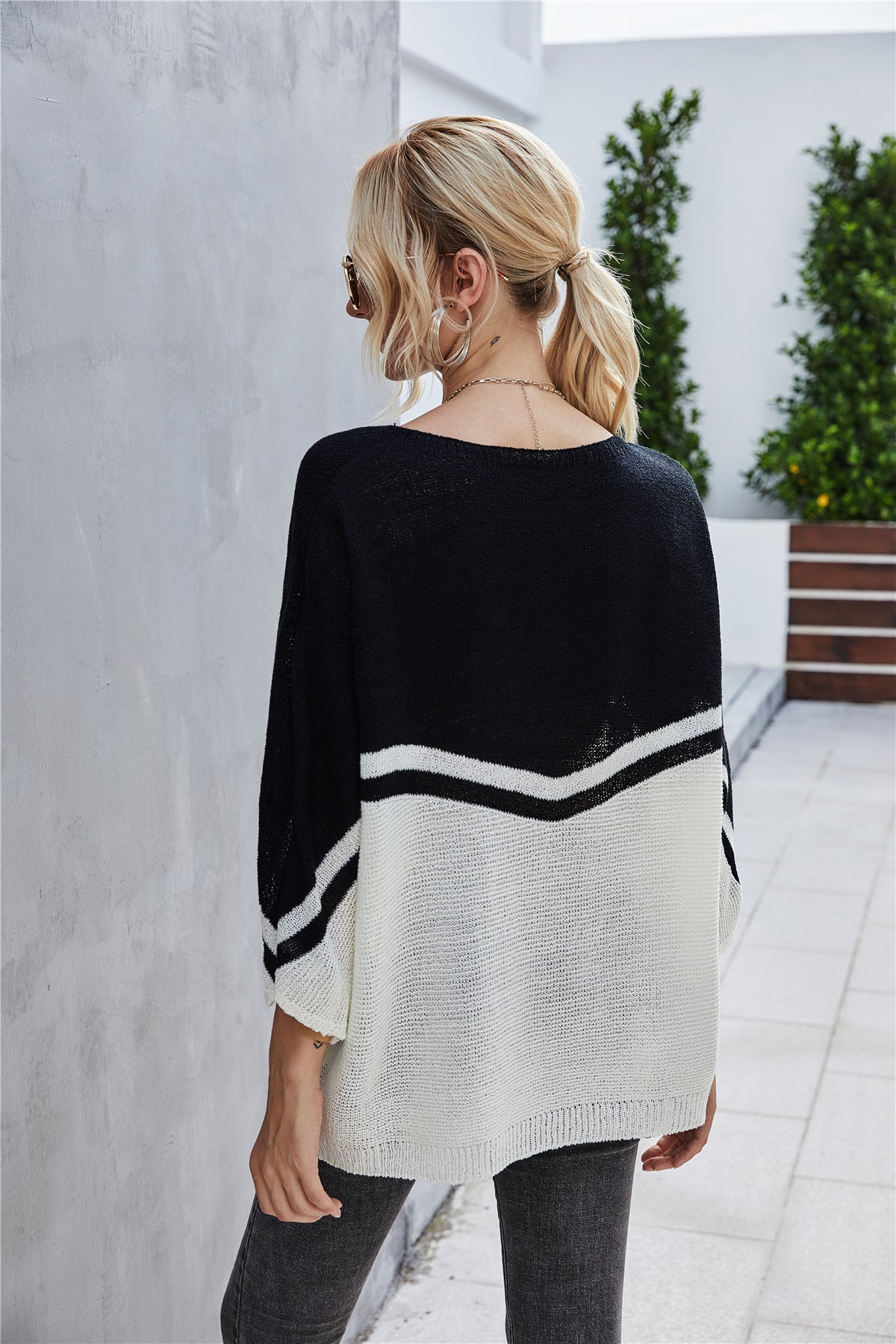 Elarova | Strick Große Größe Fledermausärmel Strickpullover