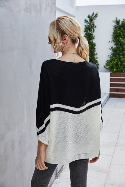 Elarova | Strick Große Größe Fledermausärmel Strickpullover