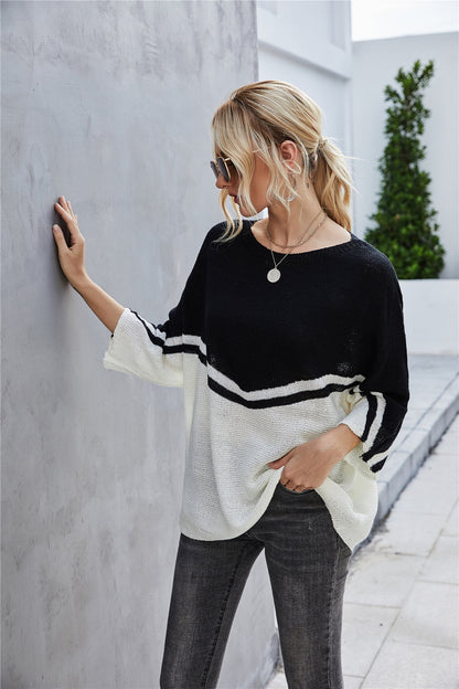 Elarova | Strick Große Größe Fledermausärmel Strickpullover