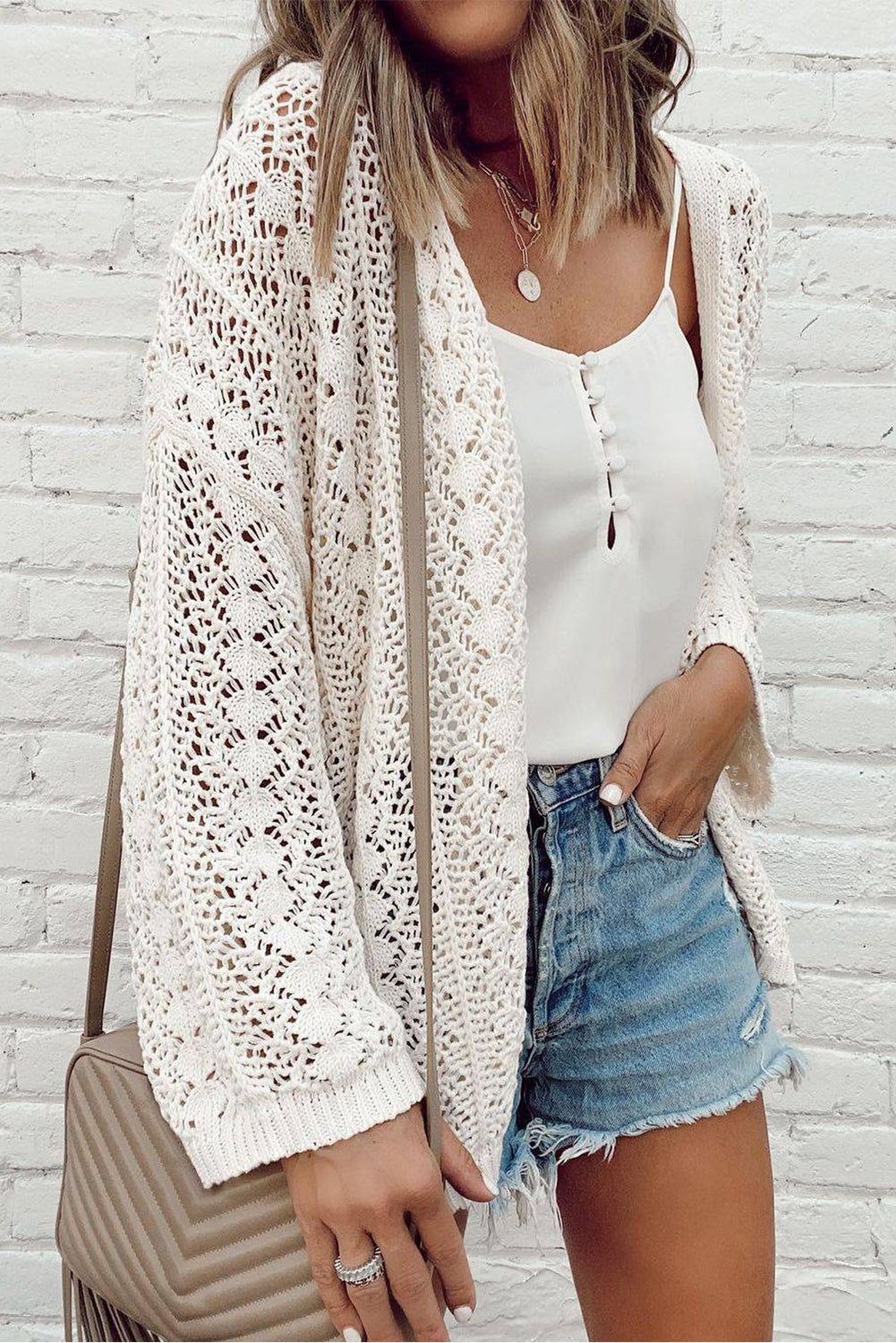 Elarova | StrickCardigan mit überschnittenen Schultern Für Frauen