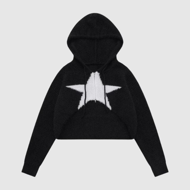 Elarova | Strickhoodie mit Sternenmuster