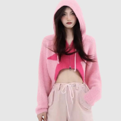 Elarova | Strickhoodie mit Sternenmuster