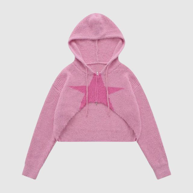 Elarova | Strickhoodie mit Sternenmuster