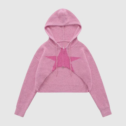 Elarova | Strickhoodie mit Sternenmuster