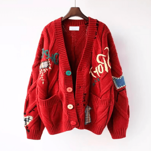 Elarova | Strickjacke Damen Weinlese Kleidungsstil