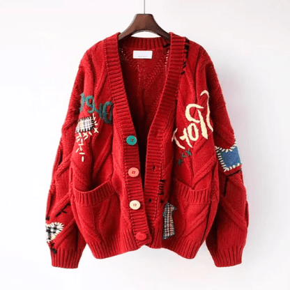 Elarova | Strickjacke Damen Weinlese Kleidungsstil