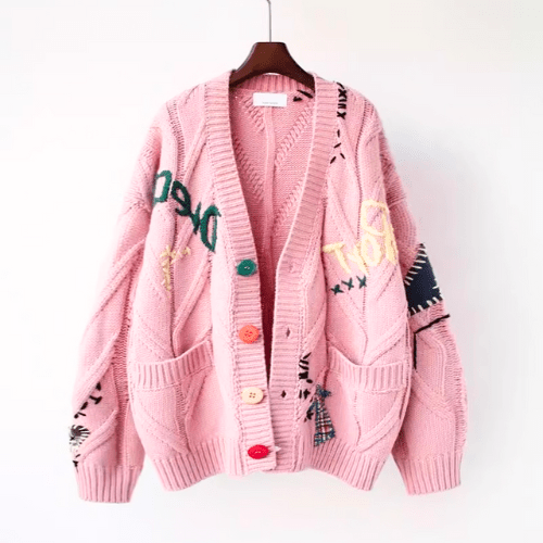 Elarova | Strickjacke Damen Weinlese Kleidungsstil