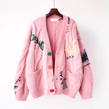 Elarova | Strickjacke Damen Weinlese Kleidungsstil