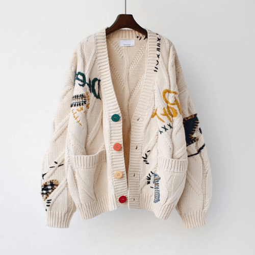 Elarova | Strickjacke Damen Weinlese Kleidungsstil