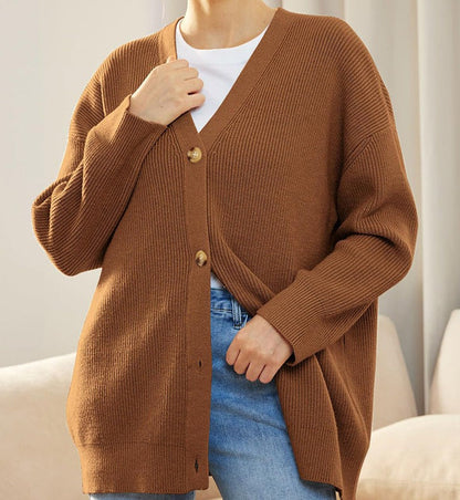 Elarova | Strickjacke Übergröße Knopfleiste Strickjacke Damenbekleidung