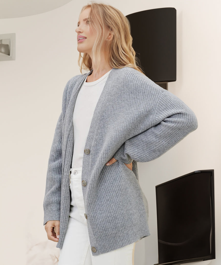 Elarova | Strickjacke Übergröße Knopfleiste Strickjacke Damenbekleidung
