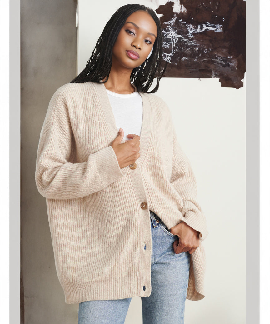 Elarova | Strickjacke Übergröße Knopfleiste Strickjacke Damenbekleidung