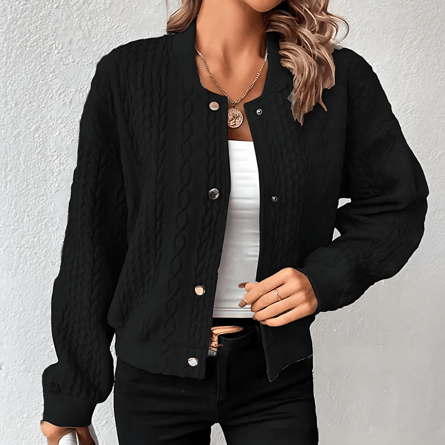 Elarova | Strickjacke im Bomberjacken-Stil mit Knöpfen für Damen