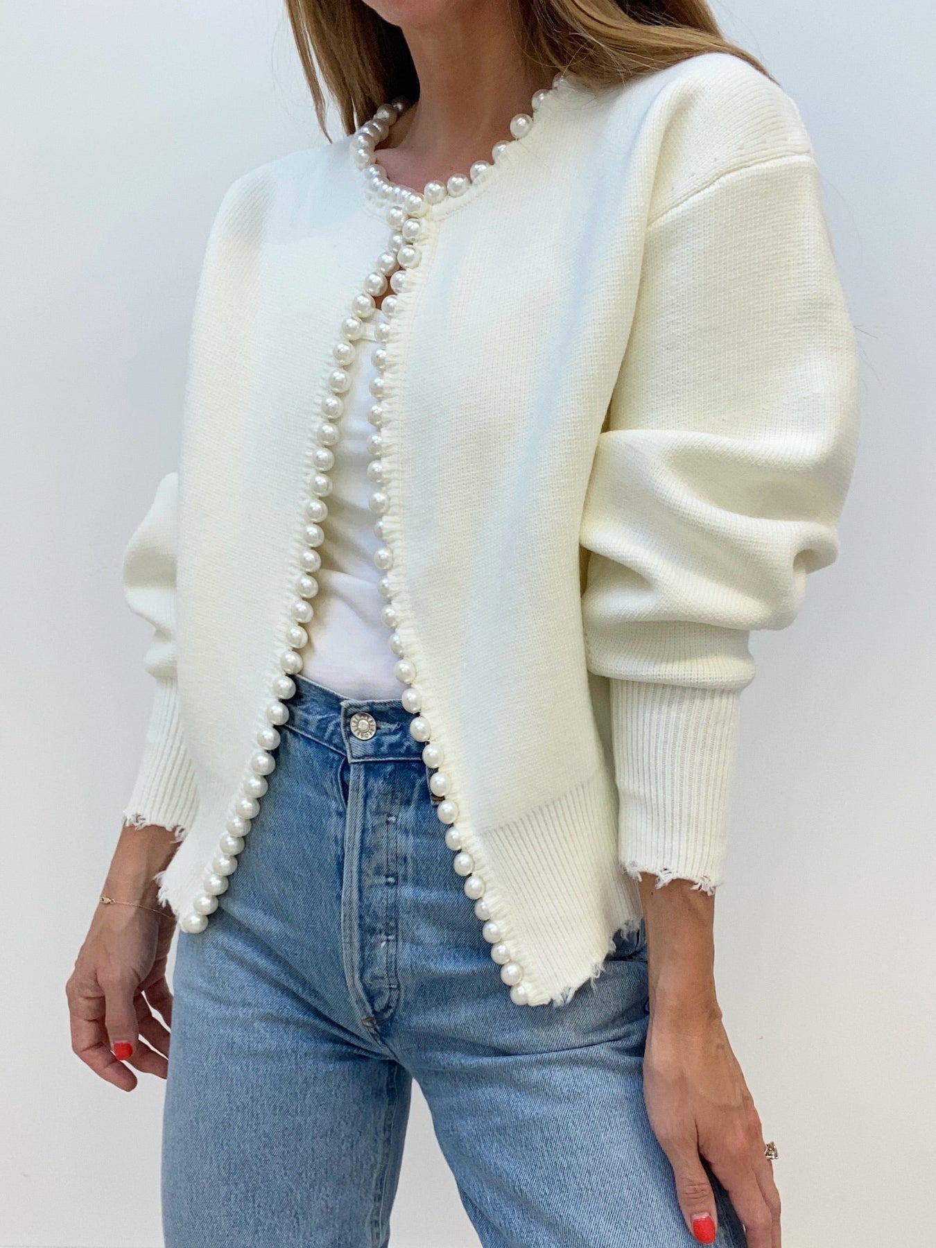Elarova | Strickjacke mit Perlen für Damen