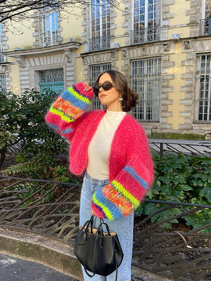 Elarova | Strickjacke mit buntem Patchwork