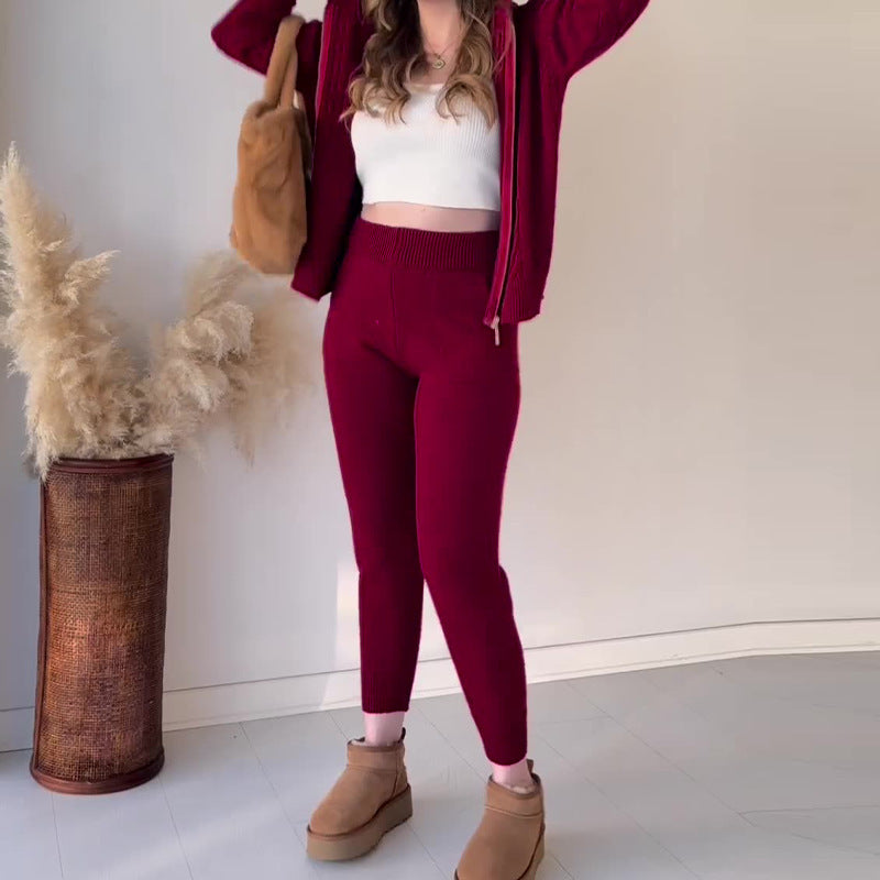 Elarova | Strickjacke und Hose Set für Damen