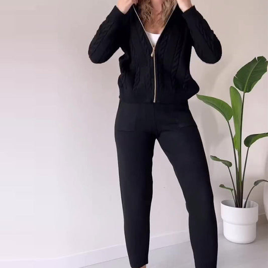 Elarova | Strickjacke und Hose Set für Damen