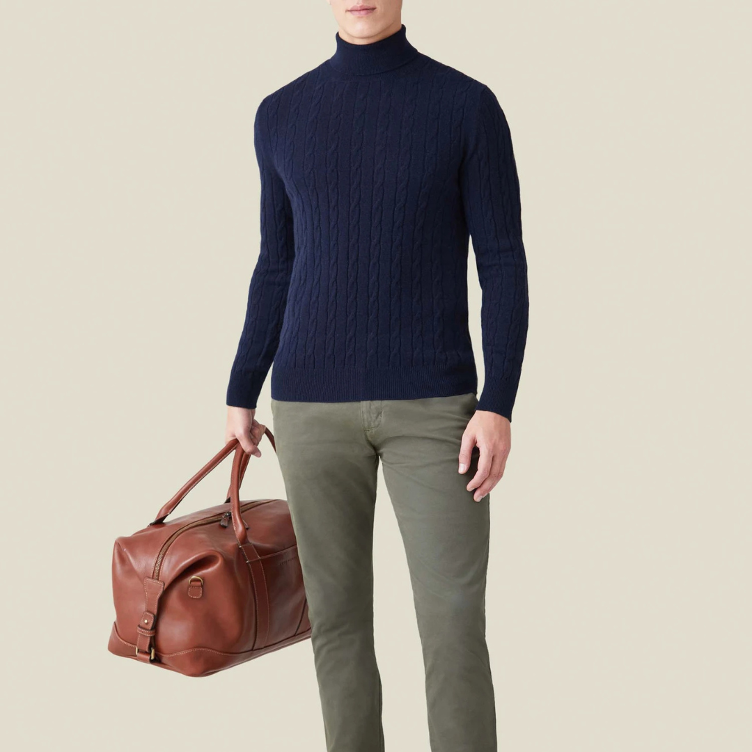 Elarova | Strickpullover – Zopfmuster und Halsschutz aus Polyestermischung