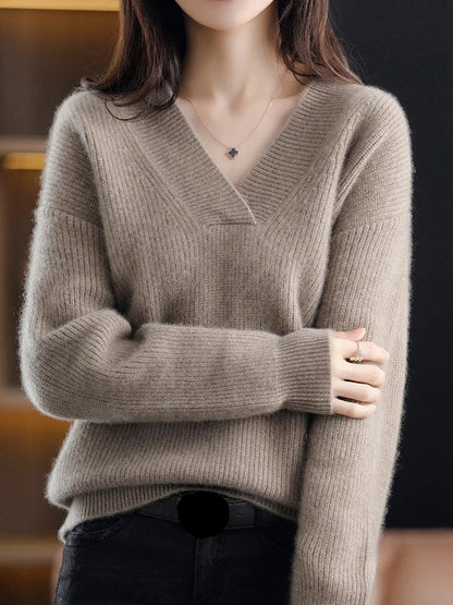 Elarova | Strickpullover mit V-Ausschnitt für Damen