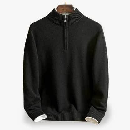 Elarova | Strickpullover mit Viertelreißverschluss und hohem Kragen für Herren