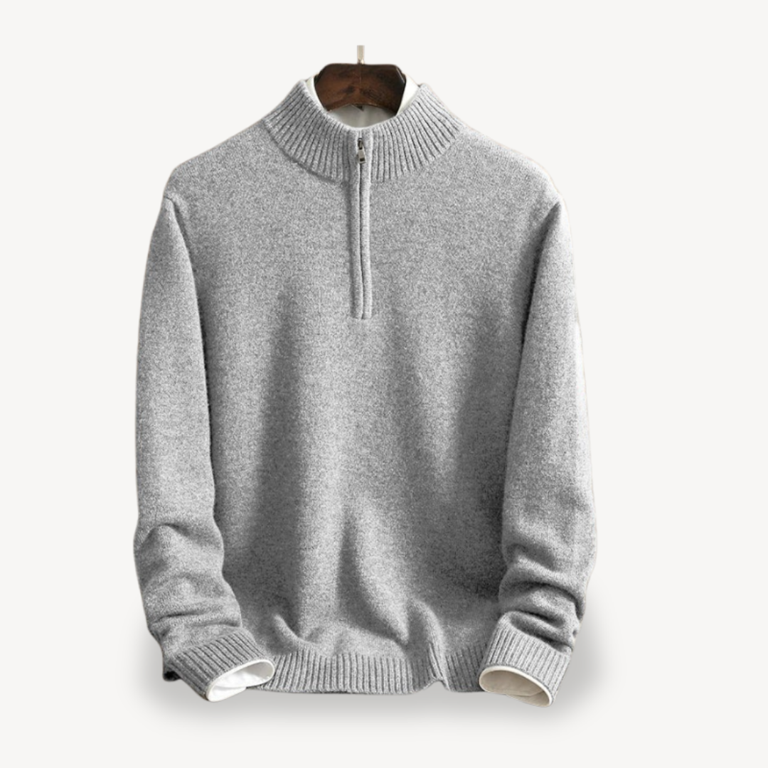 Elarova | Strickpullover mit Viertelreißverschluss und hohem Kragen für Herren