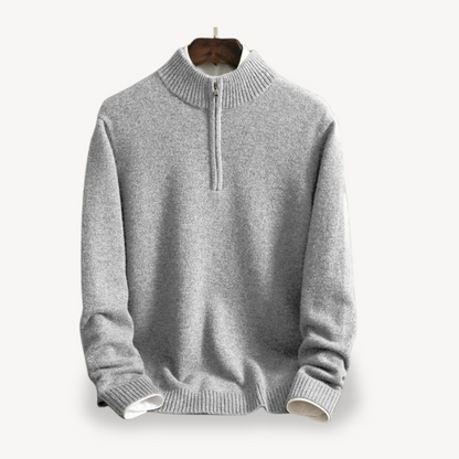 Elarova | Strickpullover mit Viertelreißverschluss und hohem Kragen für Herren