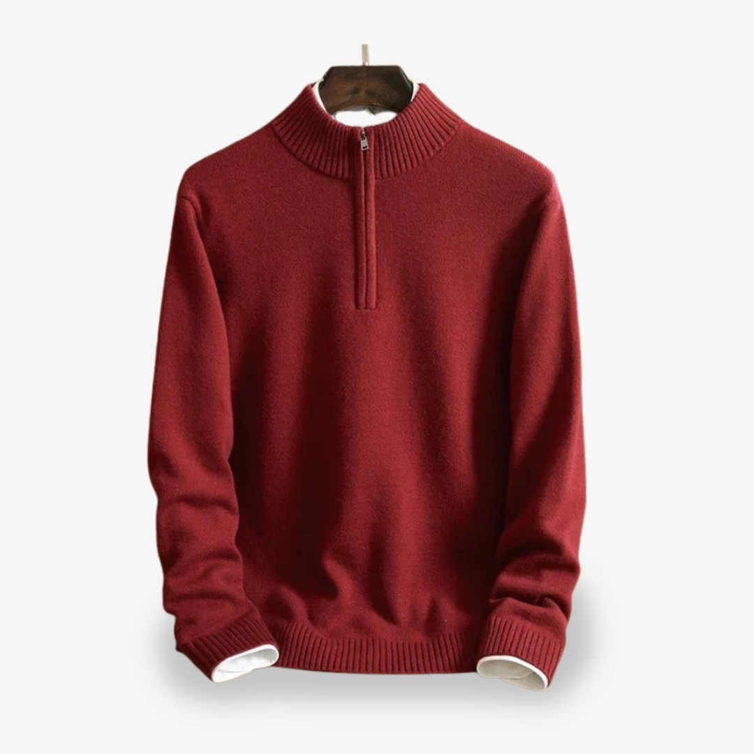 Elarova | Strickpullover mit Viertelreißverschluss und hohem Kragen für Herren